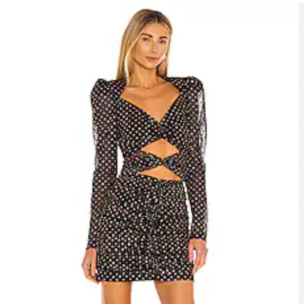 NBD Abigail Dress Black Sparkly Cut Out Mini Size Large - Picture 15 of 15